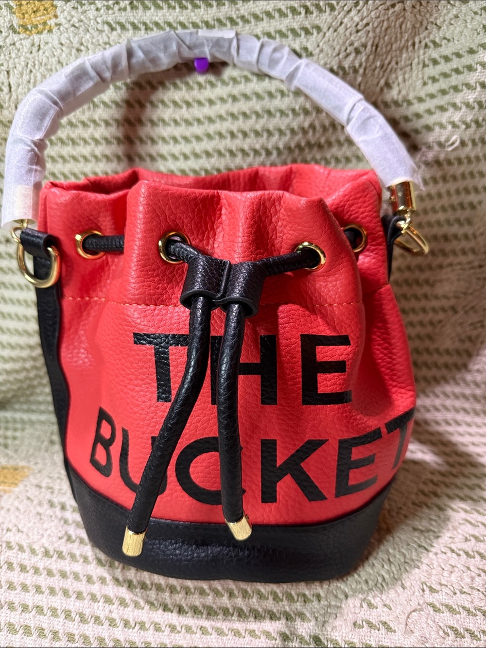 Red and Black Drawstring Bucket Bag - THE BUCKET